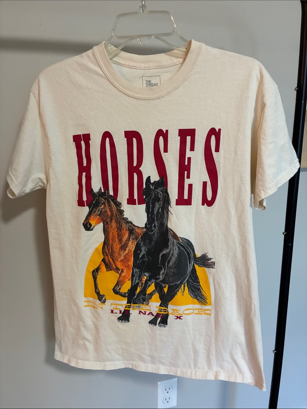 HORSES Graphic Tee - Cream with Red & Multi-Color Print